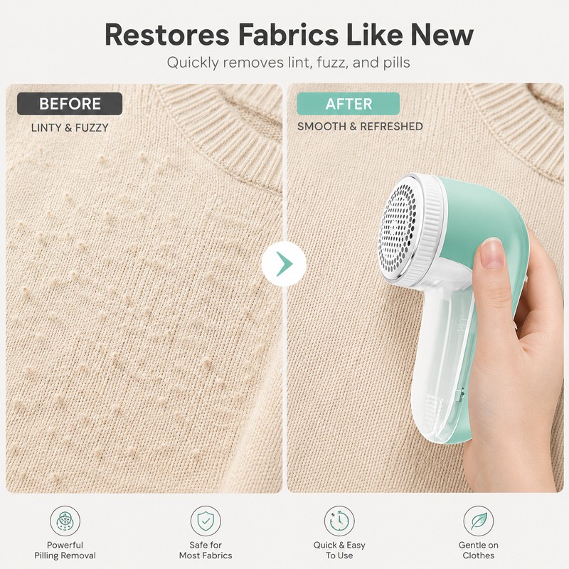 Electric Fabric Shaver for Clothes & Home Textiles – Portable