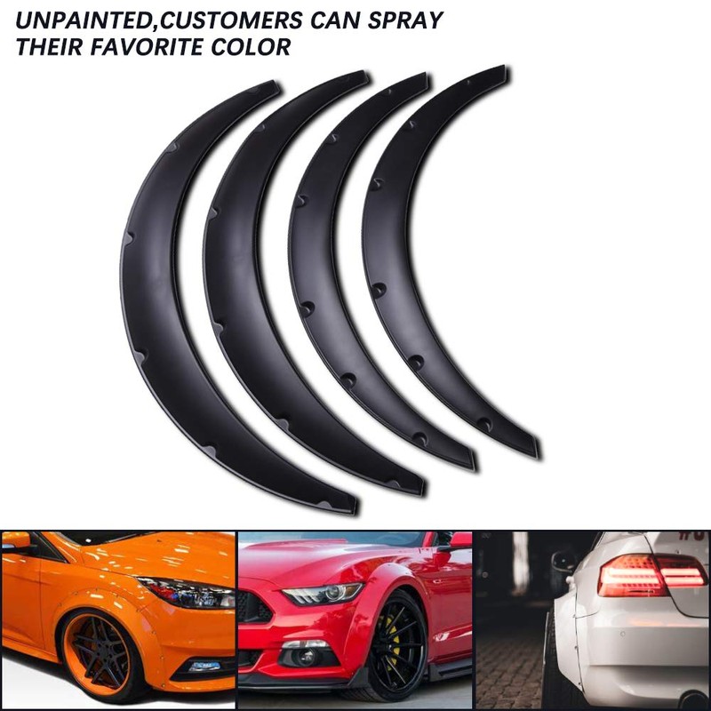 DREAMIZER 4x 2"/50mm Flexible Car Fender Flares Universal Extra Wide