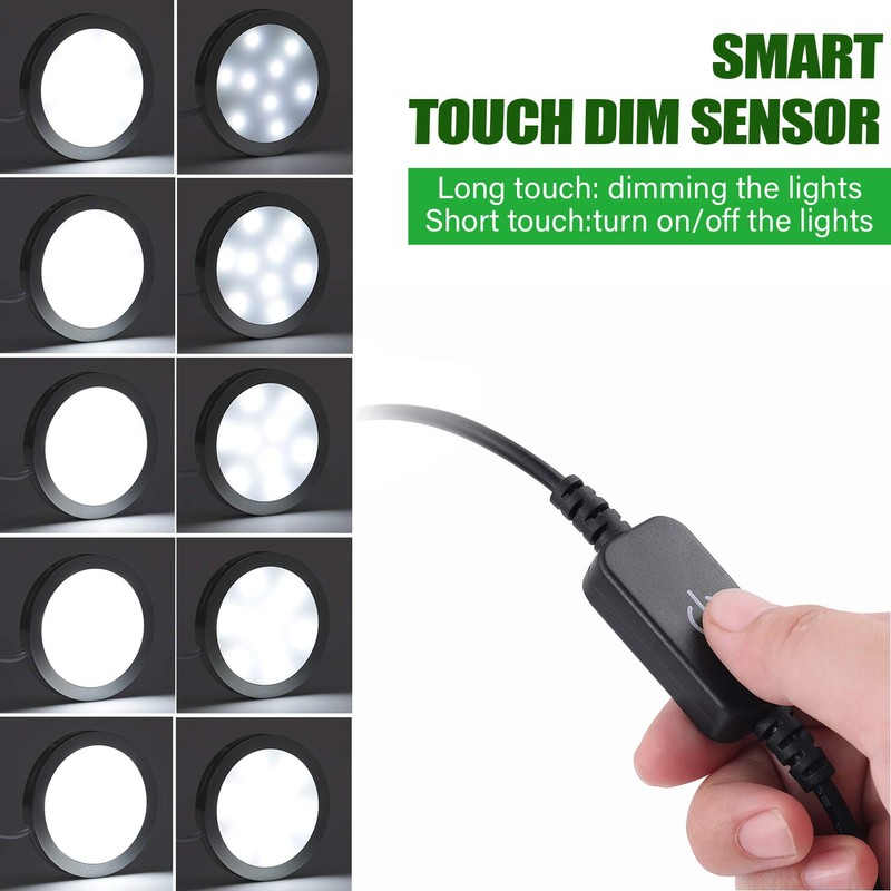 AIBOO Under Cabinet LED Puck Lights Kit with Touching Switch