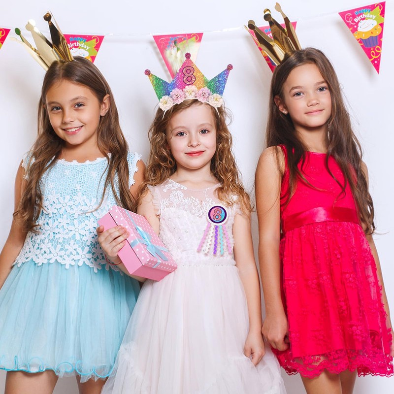 LUKIUP Corona di compleanno con numero di ragazze, corona principessa,