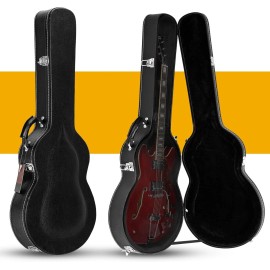unbranded Electric Guitar Hard Case, Wooden Shell 42" Protective Carrying Case 335-Style