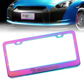 Unbranded 1Pcs UNIVERSAL Mazdaspeed Neo Stainless Steel License Plate Frame With Screw Cap