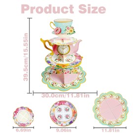 Pau1Hami1ton 3 Tier Woodland Animal Cupcake Stand,Cupcake Stand Cardboard – Easy to Assemble& Reusable(1Tea)