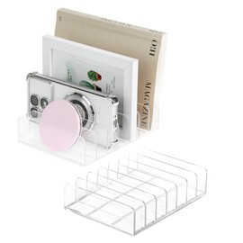 BOJVESH Acrylic Mail Holder, 2Pcs Clear Mail Organizer, 7 Compartments Letter Sorter, Transparent Letter Organizer Small File Holder, Envelope Vertical Dividers for Office, Home(6.69x4.92x1.57”)