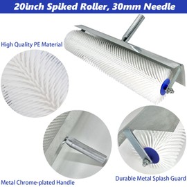 Self Leveling Tools Kit Spiked Roller 20 in 9 inch Epoxy Roller Spike Shoes for Concrete Epoxy Flooring Stainless Steel Notched Squeegee Rake Cement Floor Leveling Tools