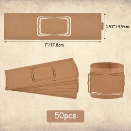 URROMA Napkin Rings, 50 Pcs Kraft Paper Name Napkin Ring Holder Household Napkin Buckle for Table Decor, Wedding, Xmas, Party Dinner, Thanksgiving