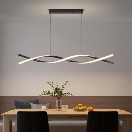 Matven Modern Ceiling Pendant Light, Dimmable LED Pendant Light, Dimmable 3 Color Mode Chandelier for Living Room, Dining Room, Kitchen, Bedroom,Bar(Black, 39IN)