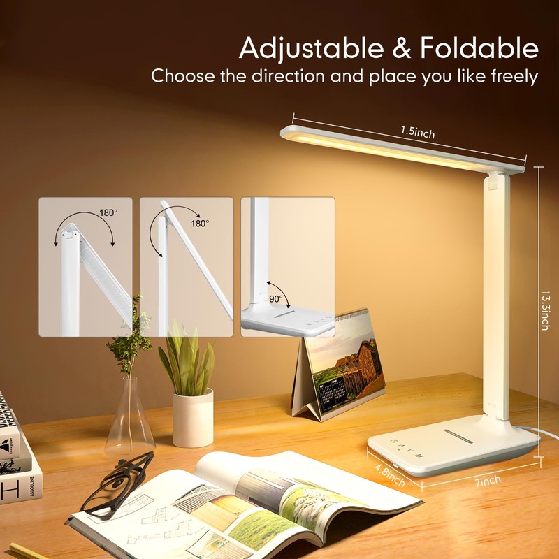 White crown LED Desk Lamp with 15W Wireless Charger &