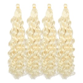BAESITTE Ocean Wave Crochet Hair 20 inch Soft Hawaii Wavy Braiding Hair 4 Packs Hawaii Wavy Synthetic Crochet Hair Long Curly Hair Extensions #613 Color 360g