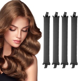 GLIDESMOOTH Heatless Hair Curler Damage Free Styling Solution Overnight Heatless Curl No Heat Hair Roller for Easy Wave Black 4pcs