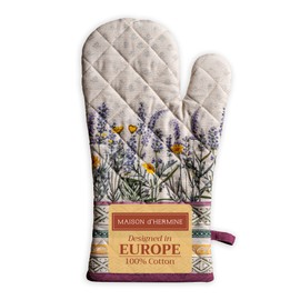 Maison d' Hermine Oven Gloves 100% Cotton Oven Mitt Heat Resistant Cooking Gloves with Loop, Baking Microwave, Handling Hot Pans, Fanny Lavender - Spring/Summer(7 Inch x 13 Inch)