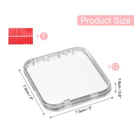 Uxcell 12 Pcs Clear Acrylic Nail Storage Boxes with 30 Pcs Adhesive Tapes, Modern Style, Transparent Lids, 7.5 x 7.5 x 1.6 cm / 3 x 3 x 0.6 inch