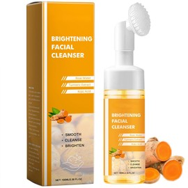 SinceReal Turmeric Face Wash with Brush, Foaming Facial Cleanser, Face Cleanser Women, Improves Blemishes, Evens Skin Tone, Gentle Hydration