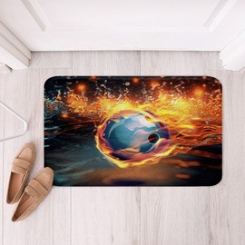 Feelyou Bowling Polyester Bath Rug Kids Bowling Ball Soft Fleece Door Carpet Fire Non Slip Bath Mat for Women Men Room Decor Ball Game Bathroom Floor Indoor Doormat,16x24 Inch