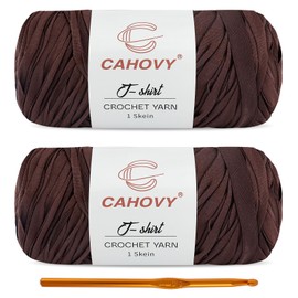 CAHOVY 2 Pack T-Shirt Yarn Crochet Yarn for Beginner Crochet Bags/Basket/Coaster,400g/110yds High Elastic Polyester Thick Tshirt Coffee