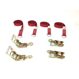 2" x 8' Red Diamond Weave Lasso Strap w/Snap Hook Ratchets (4)