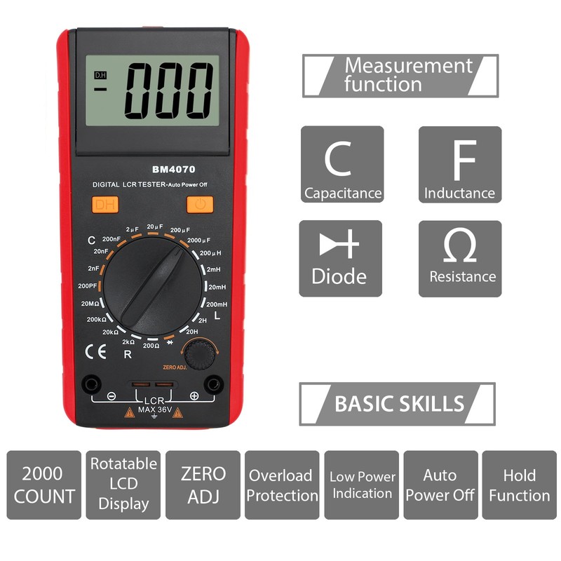 CAMWAY LCR Meter LCD Capacitance Inductance Resistance Tester Measuring Meter