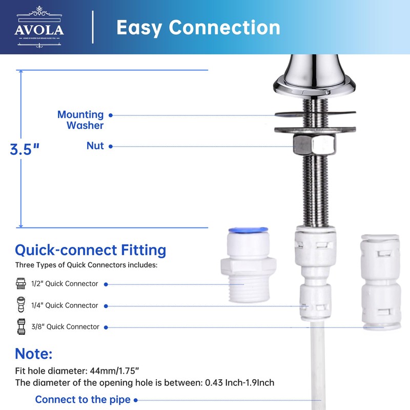 Avola Stainless Steel Kitchen Water Filter Faucet in Chrome, Non-Air