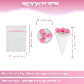 Ruayia 4 x Washing Balls with 1 x Laundry Net for Washing Machine, Lint Hair Catcher Made of Pet Fur in Tapered Mesh Design (2 x Pink Washing Balls + 2 x Purple Washing Balls)