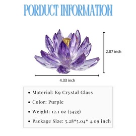 Crystal Flower Figurine Faceted Glass Lotus Statue Paperweight Gift for Her Collectible Ornament Desk Home Decor
