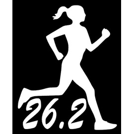 Marathon Girl Running 26.2 LLI | Decal Vinyl Sticker | Cars Trucks Vans Walls Laptop | White | 5.5 x 4.4 in | LLI2269