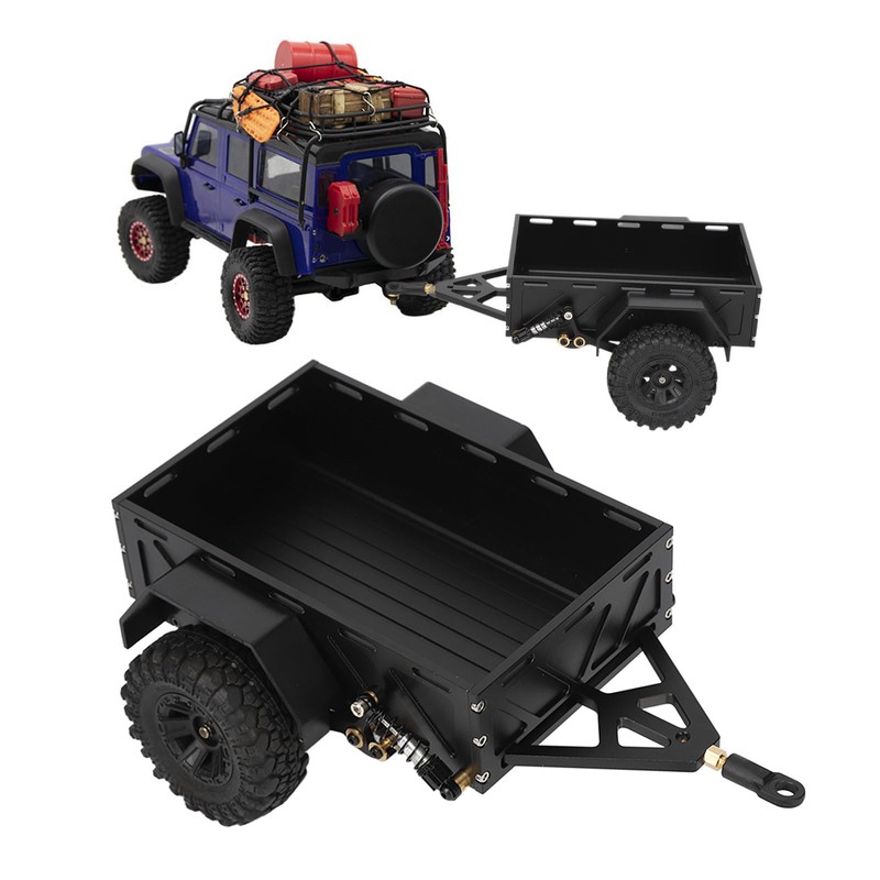 RC Car Hitch Trailer Aluminum Alloy Antislip Rubber Tire Rustproof