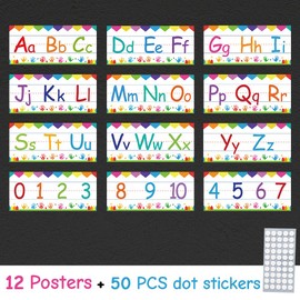 Lachilly 12 Pcs 26 Letters and 0-9 Numbers Flash Cards, Headers Subject Titles for Bulletin Board Classroom, Classroom Wall Poster, Kids Educational Toys Teaching Aids Classroom Decoration