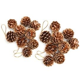 Christmas Pine Cones Decoration,18 Pcs Pine Cones Rustic Natural Ornaments with String Party Hanging Ornament for Wreath Garlands Decoration Hanging Fall Gift Tag Christmas Tree Decoration