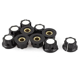 Sourcingmap 10 Pcs Black Silver Tone 16mm Top Rotary Knobs for 6mm Dia. Shaft Potentiometer