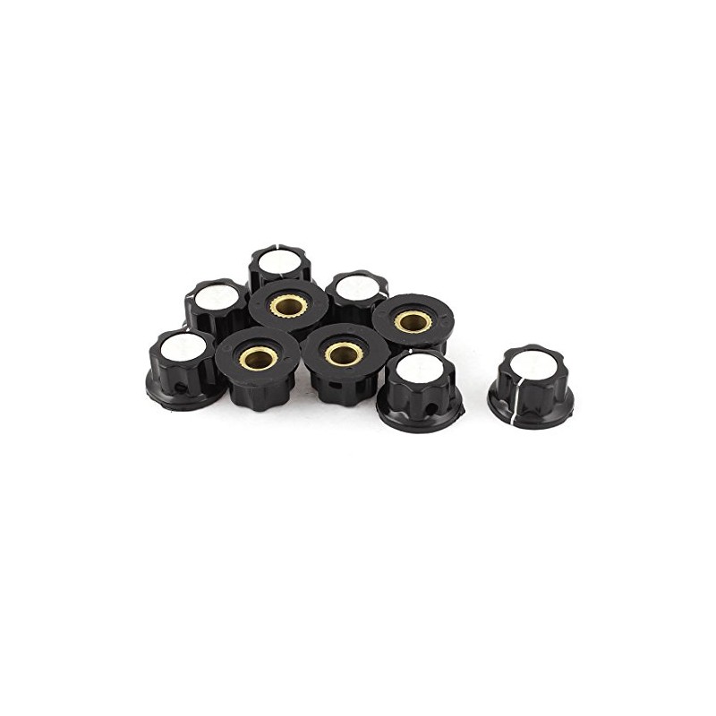 Sourcingmap 10 Pcs Black Silver Tone 16mm Top Rotary Knobs
