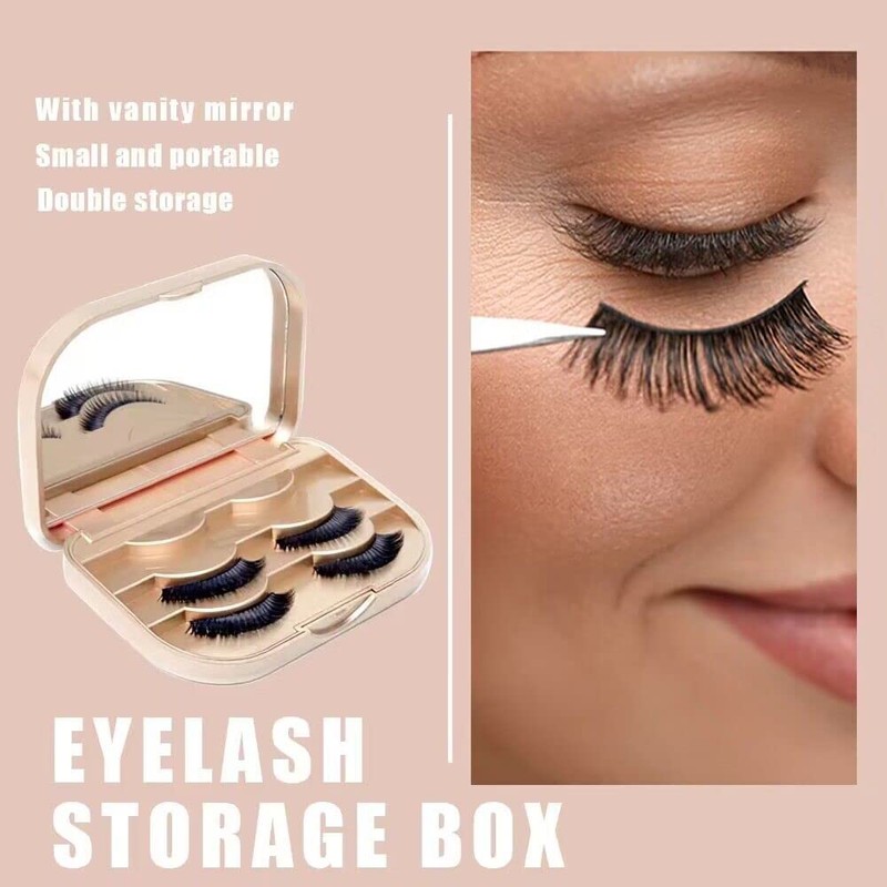 YiQiYi Cosmetic Case Empty Eyelashes Storage Case with Makeup Mirror