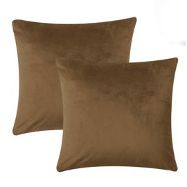 Imperial Rooms Cushion Covers 45 x 45 cm Pack of 2 Square Throw Velvet Pillow Cases Bedroom Decor Cushion for Sofa Living Room Car (Brown, 18 x 18 Inch)