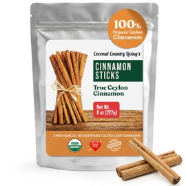 Palitos de canela de Ceylon auténticos orgánicos para uso culinario y medicinal, recetas y artesanías de libros electrónicos complementarios, gran sabor gourmet, recién cosechado y empaquetado en Sri Lanka 236.58ml (8oz)