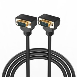 PNGKNYOCN 90 Degree VGA to VGA Cable, Down Bend Angle VGA Male to Down Bend Angle VGA Male 15 Pin Full HD 1080P High Resolution Video Cord 1.5M (2 Down)