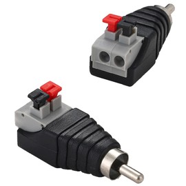 Greluma Pack of 6 RCA to Speaker Cable Adapter, Subwoofer, Speaker, Phono Jack, RCA Male / Female to AV 2 Screw Terminal, Video Audio Spring-Push Type, Balun for CCTV