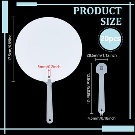 BENECREAT 20Pcs Round Sublimation Fans Blank, 6.9inch Plastic Double-Sided Sublimation Fan with Plastic Hand for Graduation Ceremony and Wedding Party, 0.3mm Thick