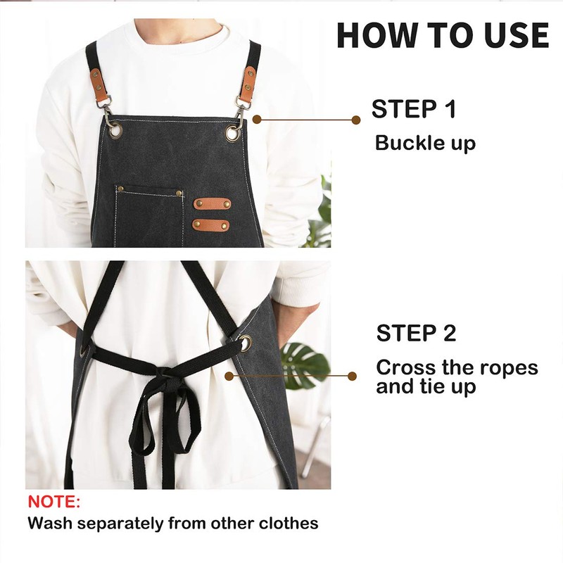 ZOMAO Chef Apron,Cross Back Apron for Women and Men,Cotton Canvas