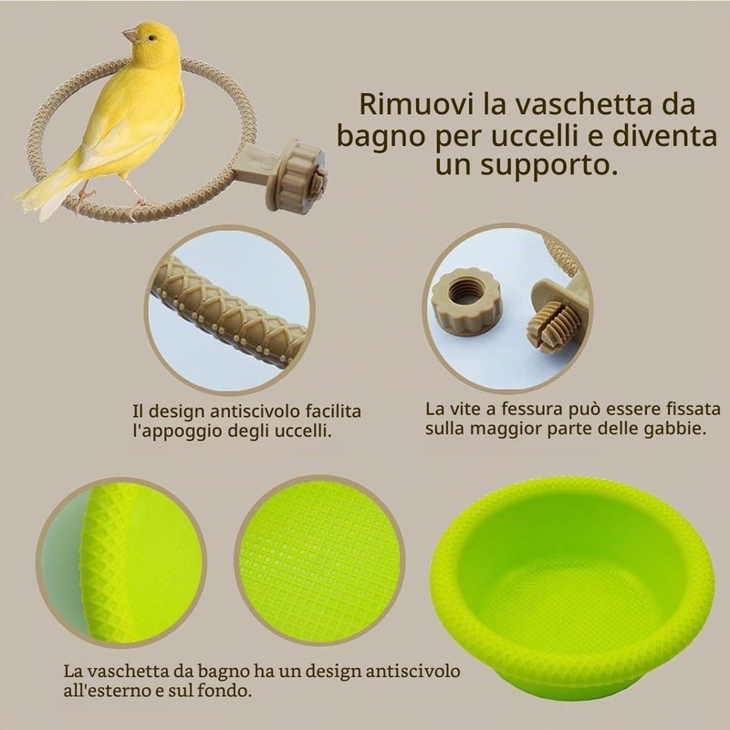Ayicheyl Uccello Vasca da Bagno Doccia, Petit Vasca per Uccelli