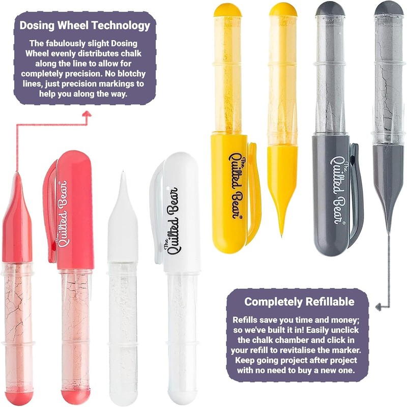 The Quilted Bear Chalk Fabric Markers for Sewing - Pen