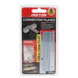 Dekton 8-Piece Flat Connector Set-Durable Metal Connectors| Ideal for Wood, Plastic, Metal Projects| Secure and Stable Connections| Versatile for DIY, Professional| Includes Screws for Quick Assembly