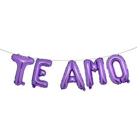 Spanish I Love You TE AMO Decoration Set - Spanish I Love You Letter Balloons Banner Wedding Anniversary Propose Marriage Party Decoration (TE AMO Purple)