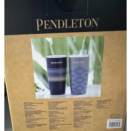Pendleton Patterned 20oz Stainless Steel Hot/Cold Tumbler Set (Blue & Gray)