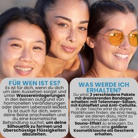 Ritalia® Drainage Wrap Against Cellulite 3 x 2 Draining for Legs Cooling Effect Toning Relaxing Effect Natural Ingredients Strong Firming Anti-Cellulite Wrap Gift Women