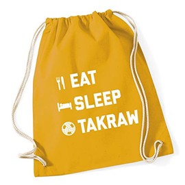 Hippowarehouse Eat Sleep Takraw Drawstring Cotton School Gym Bag 37cm x 46cm, 12 litres