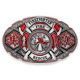 Armor Coin & Emblem - Firefighter Belt Buckle for Men | Custom Maltese Cross Buckle with Hand-Polished Antique Finish