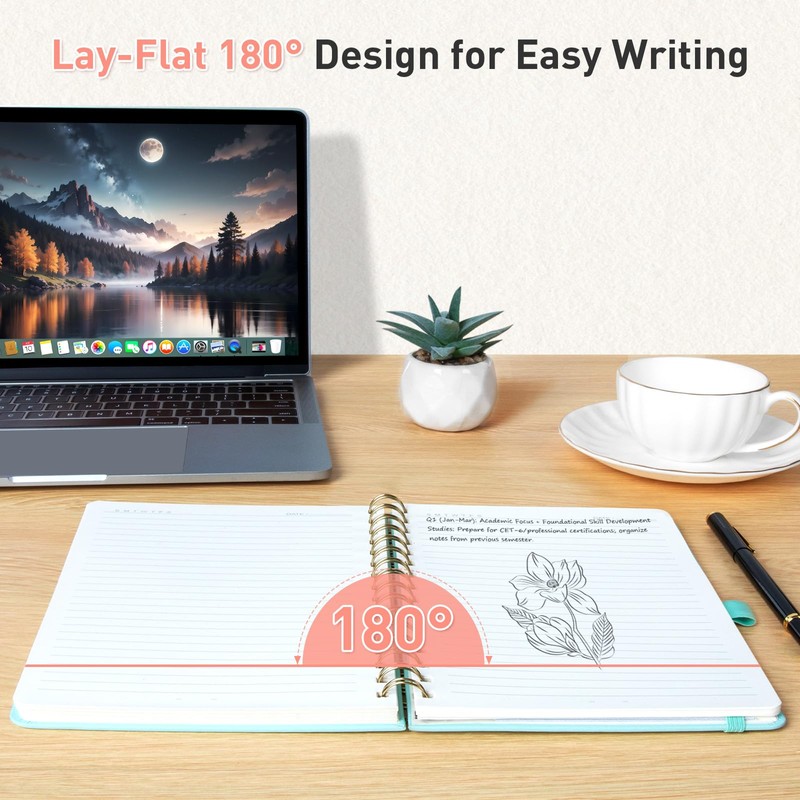 Umriox Spiral Notebook A5, 180 Pages Wirebound Notepad, 100GSM Thick