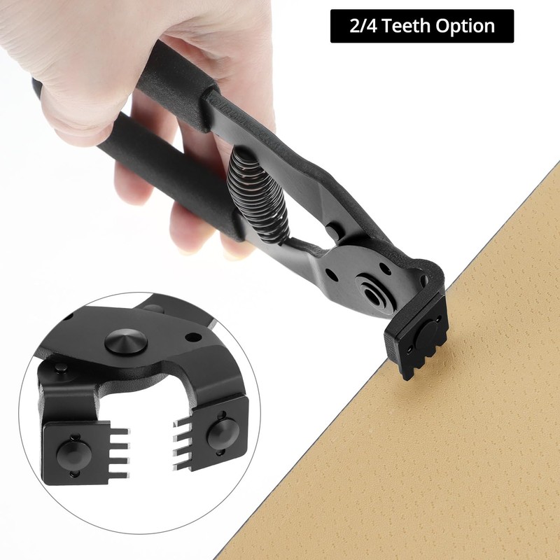 QWORK Leather Belt Hole Punch Tool Silent Pliers, 6.7" Leather