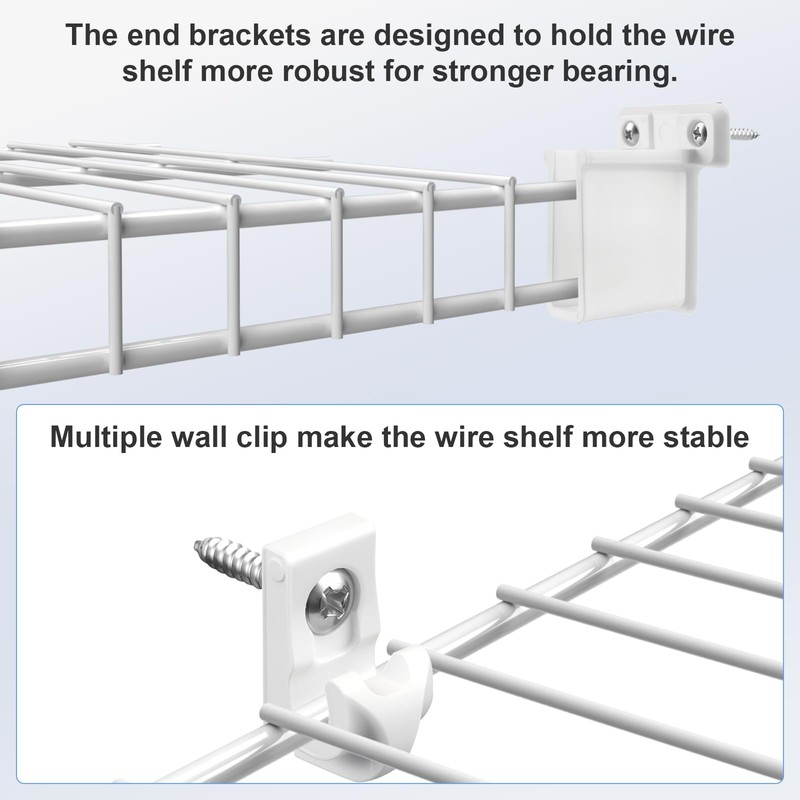 12 Inch Wire Shelf Brackets Set, 8 Pack Metal White