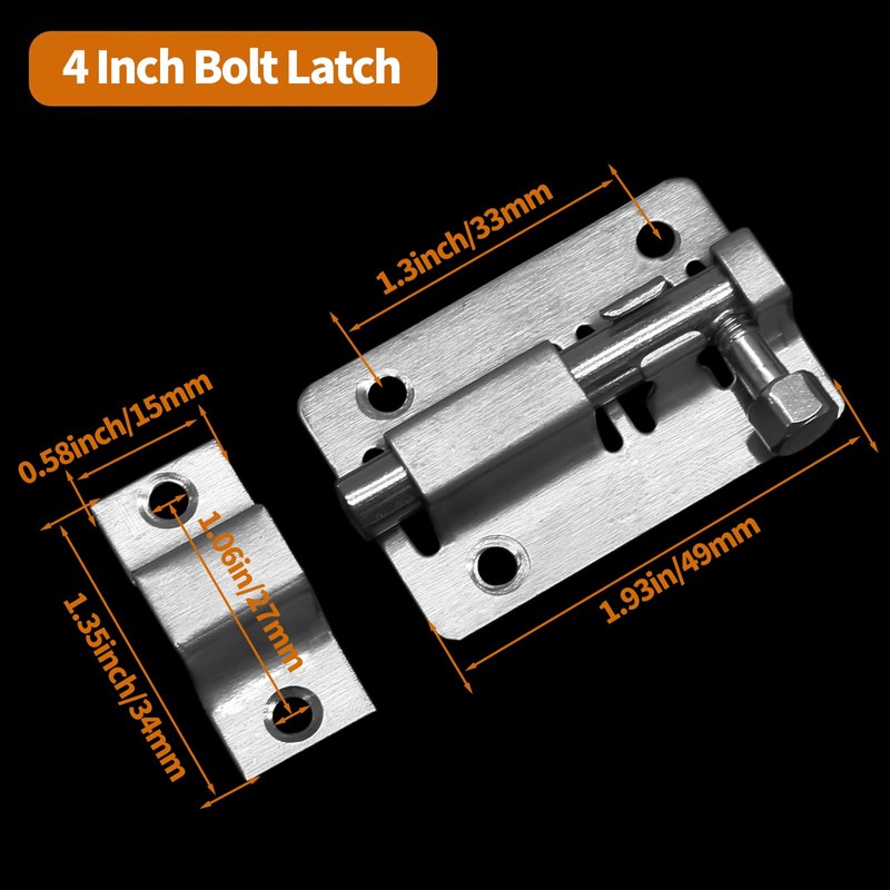 Jiozermi 10 Packs Barrel Bolt Latch, 2" Length and 1.35"