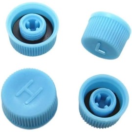 4Pcs Blue Replacement Valve Caps 2High+2Low Pressure, R134a R12 Refrigeration AC Charging Port Dust Cover, AC System Charging Port Caps, Car Air Conditioning Valve Caps Leakproof Replacement Parts